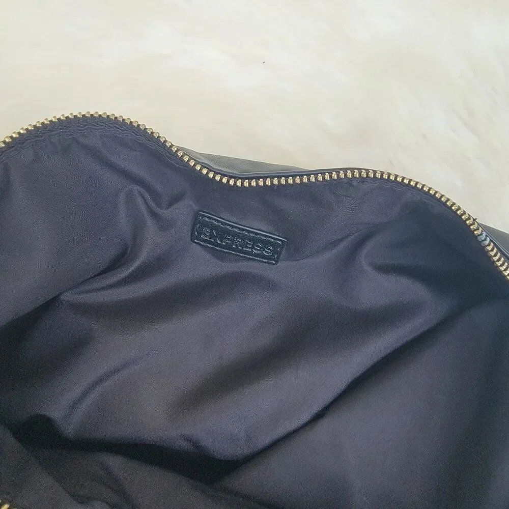 Faux leather slouchy hobo bag Small black knot handle